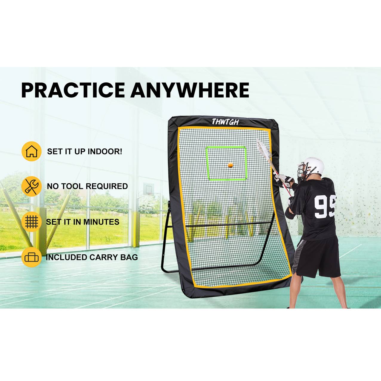 7x5 FT Volleyball & Lacrosse Rebounder Net - Adjustable Angles