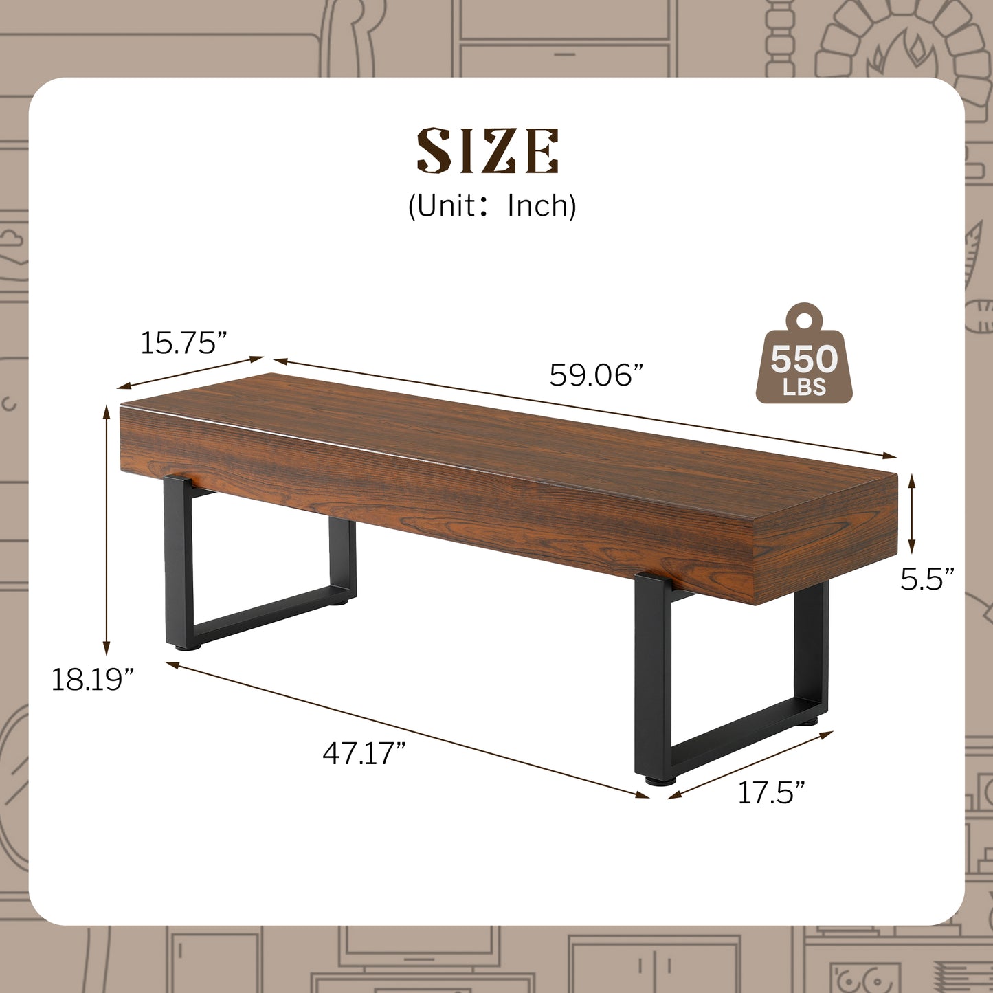 59 Wood Bench For Bedroom End Of Bed, Farmhouse Indoor Kitchen Table