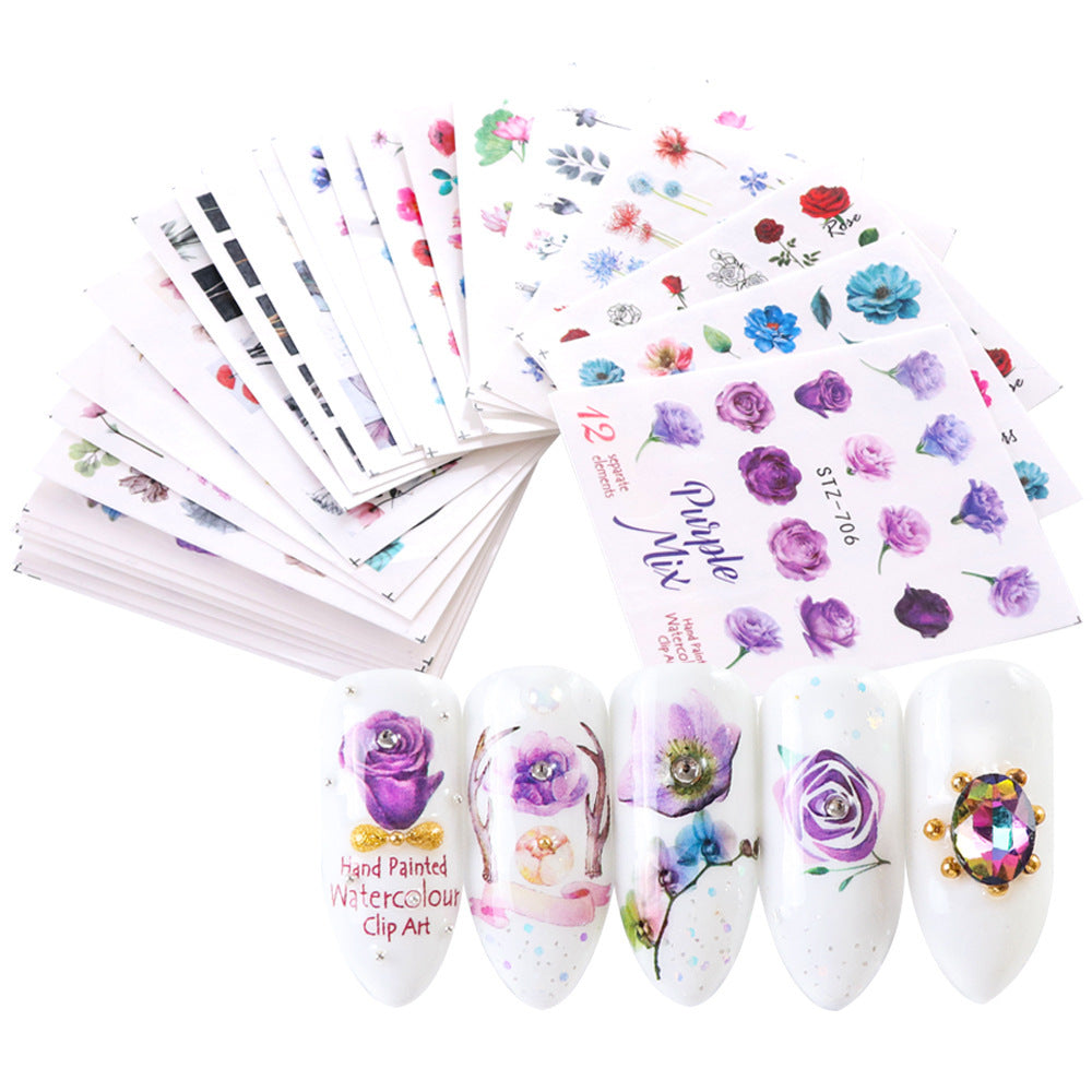 Colorful Butterfly Fruit Lace Nail Watermark Stickers - Assorted Designs