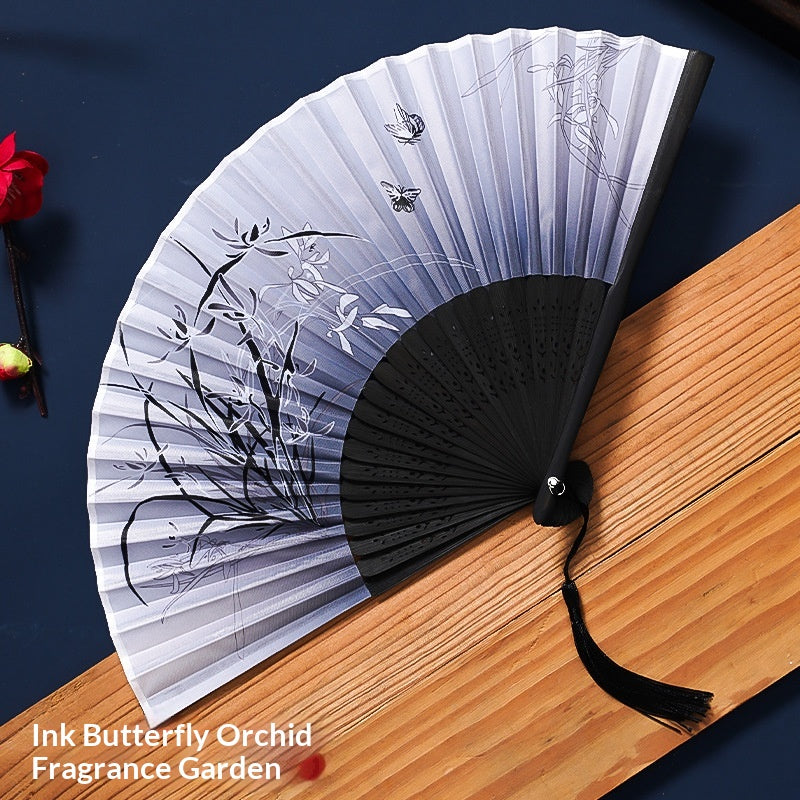 Chinese Style Portable Folding Fan - Bamboo Handheld Fan for Home & Garden