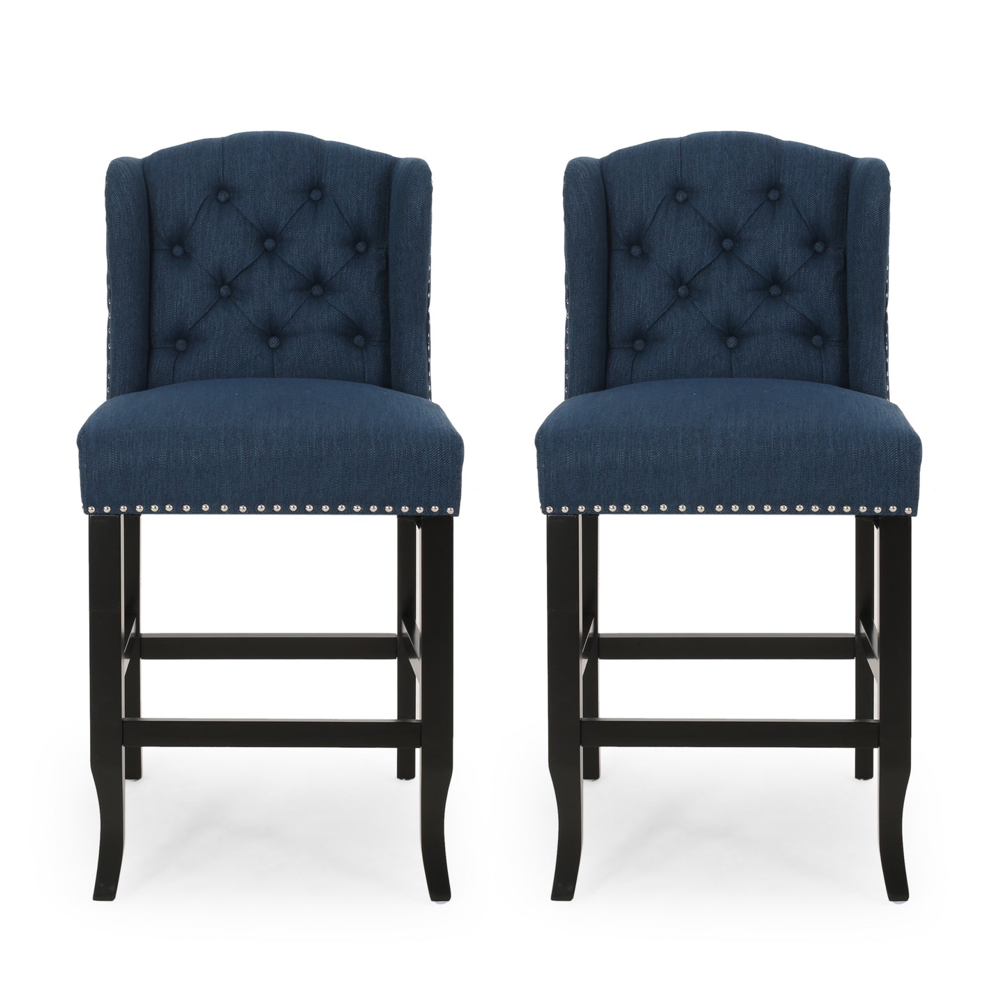 Vienna Contemporary Fabric Tufted Wingback 27 Inch Counter Stools,