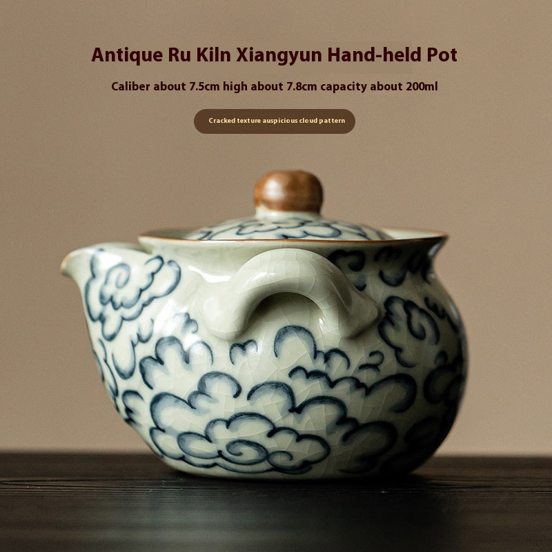 Antique Ceramic Xiangyun Teapot Not Hot - Retro Style Kitchen Drinkware