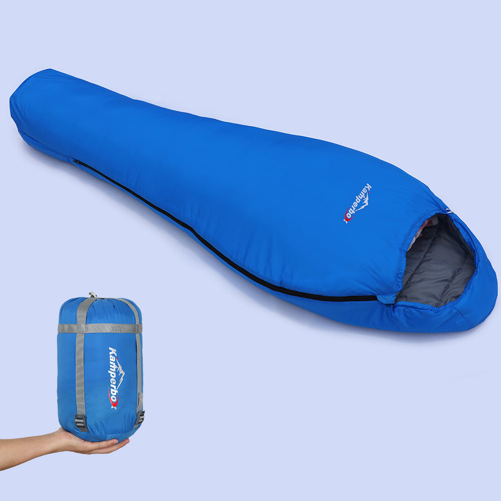 3-Season Camping Sleeping Bag - 220x80cm, Blue