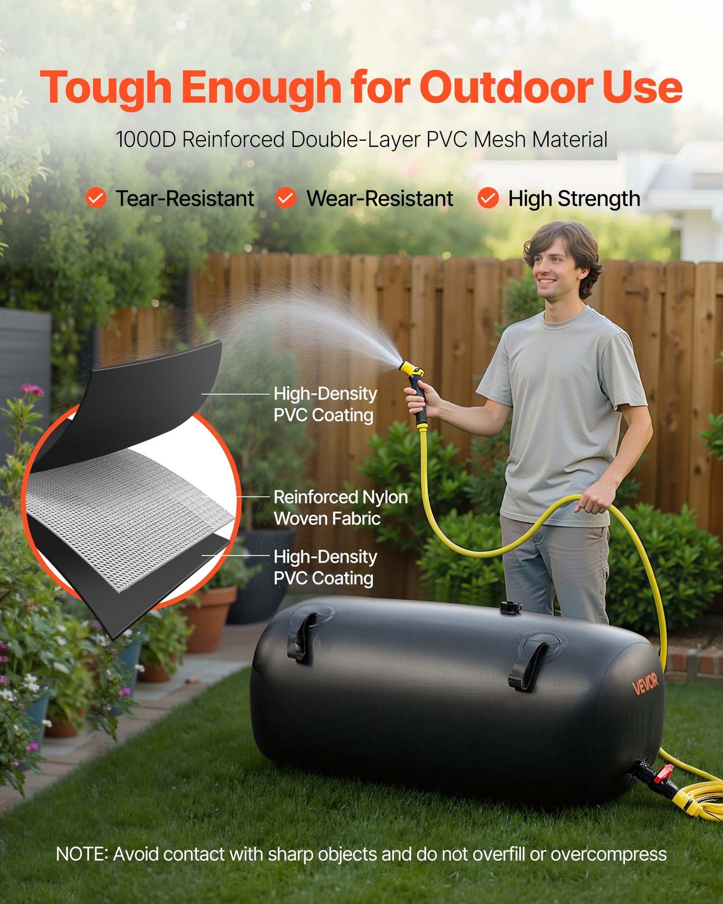 30 Gal Collapsible Water Storage Bladder - Leakproof Garden & RV Tank