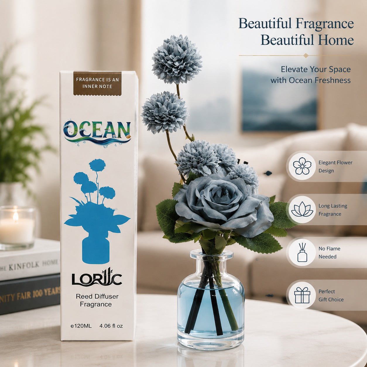 Gardenia Aromatherapy Essential Oil 120ml - Long-lasting Indoor Fragrance