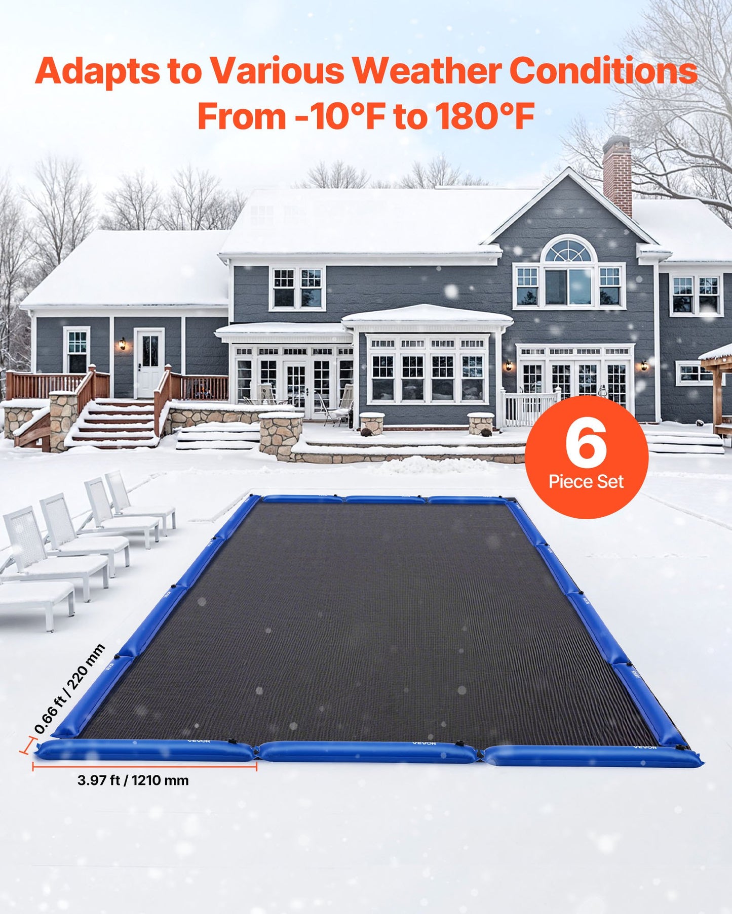 Water Bag Tubes for Pool Cover Winter Protection 6 Pack 4 ft Blue