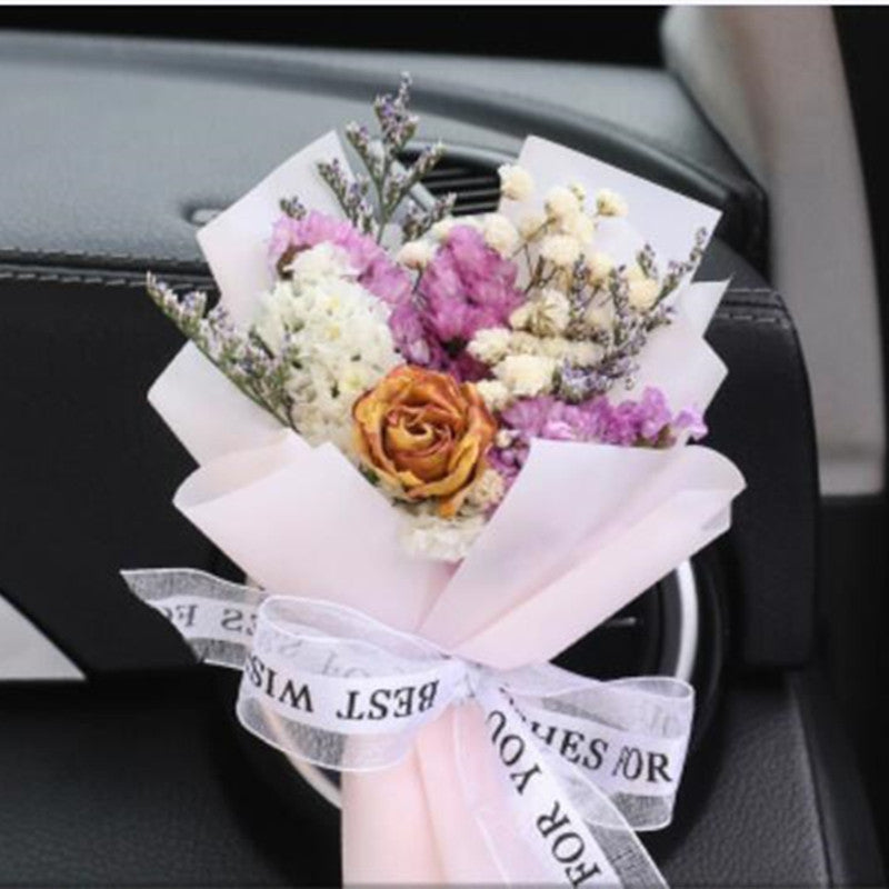 Decorative Dried Flowers Air Outlet Car Freshener - Colorful Aromatic Bouquet