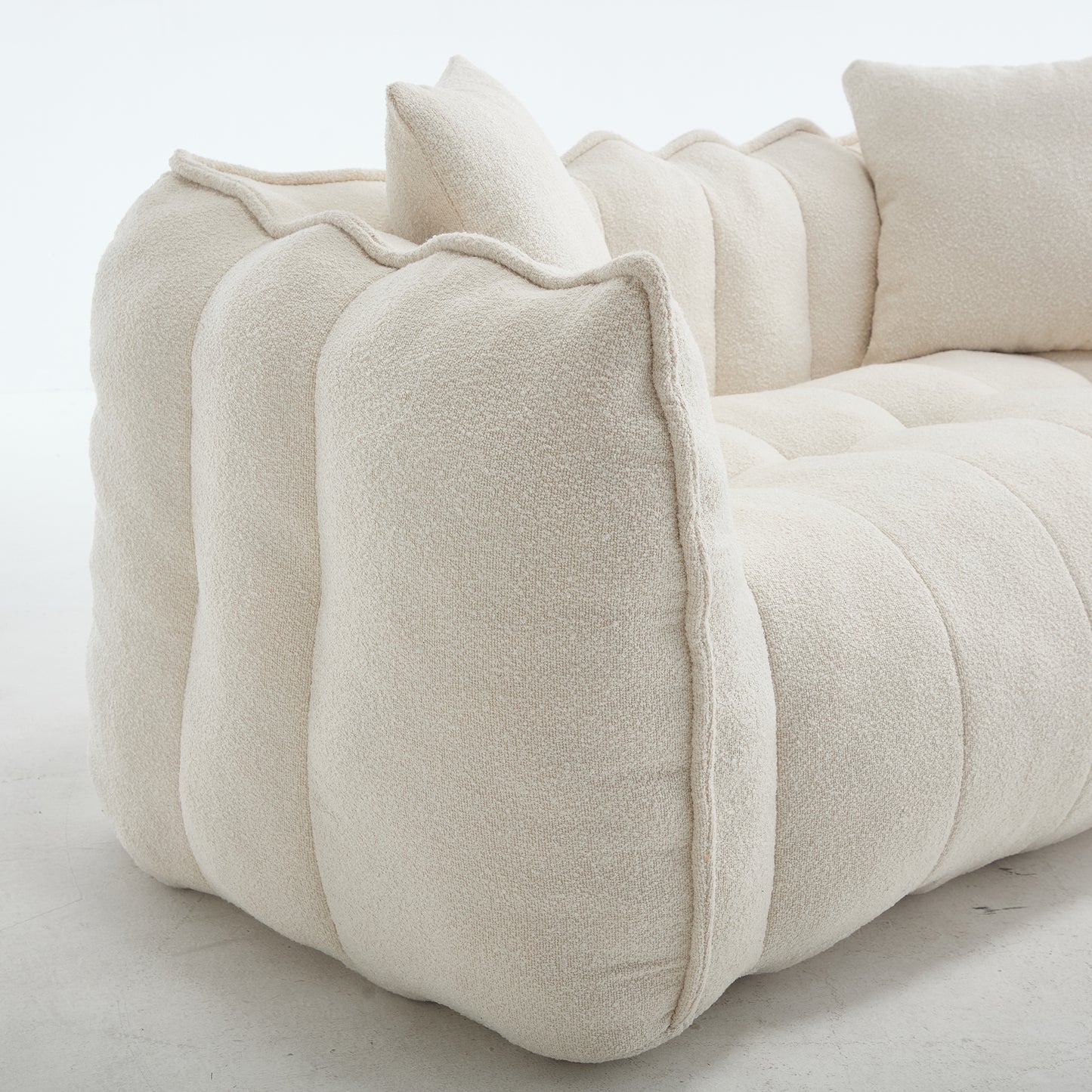 Comfortable Beanbag Chair for Two - Beige Chenille Sofa