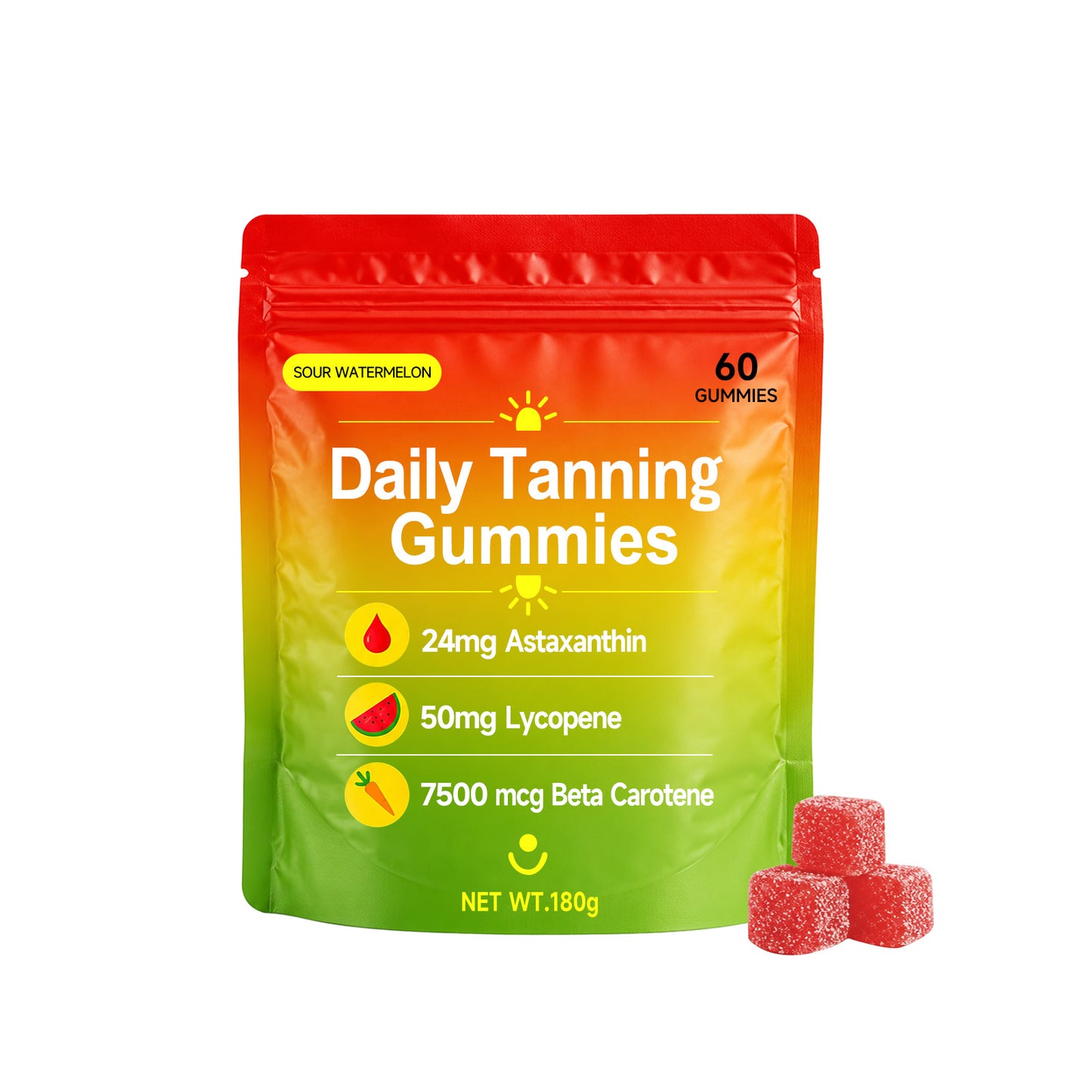 Daily Tanning Gummies - Skin Health & Sunless Tanning Support, 180g