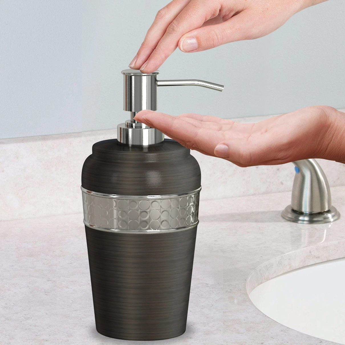 Stainless Steel Liquid Soap Dispenser Pump Bottle Bathroom Vanity &