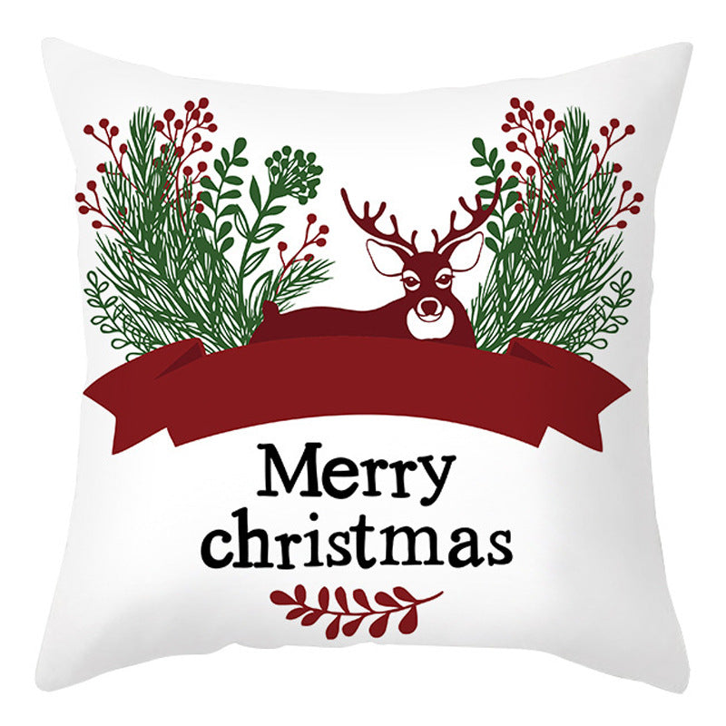 Christmas Pillow Cover Cartoon Letter Print Cushion Cover for Sofa & Office