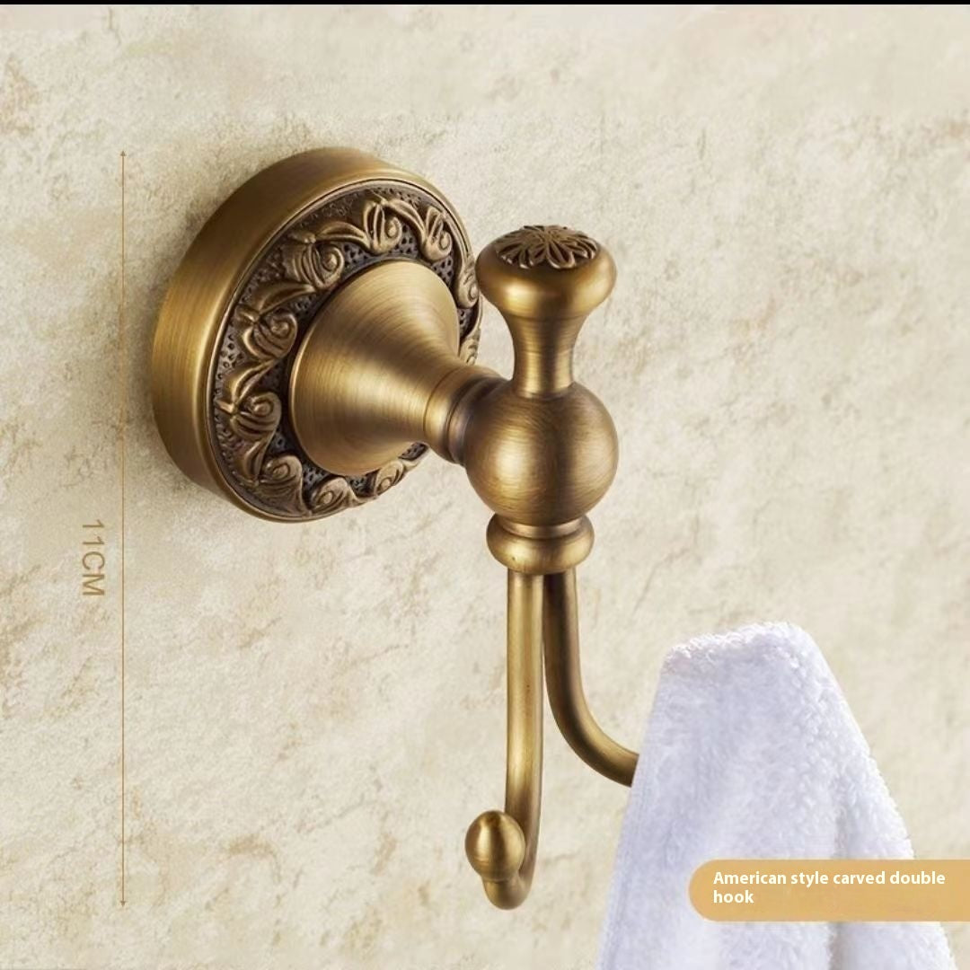 Copper Wall-Mounted Bathroom Shelves with Carved Design - Multiple Sizes