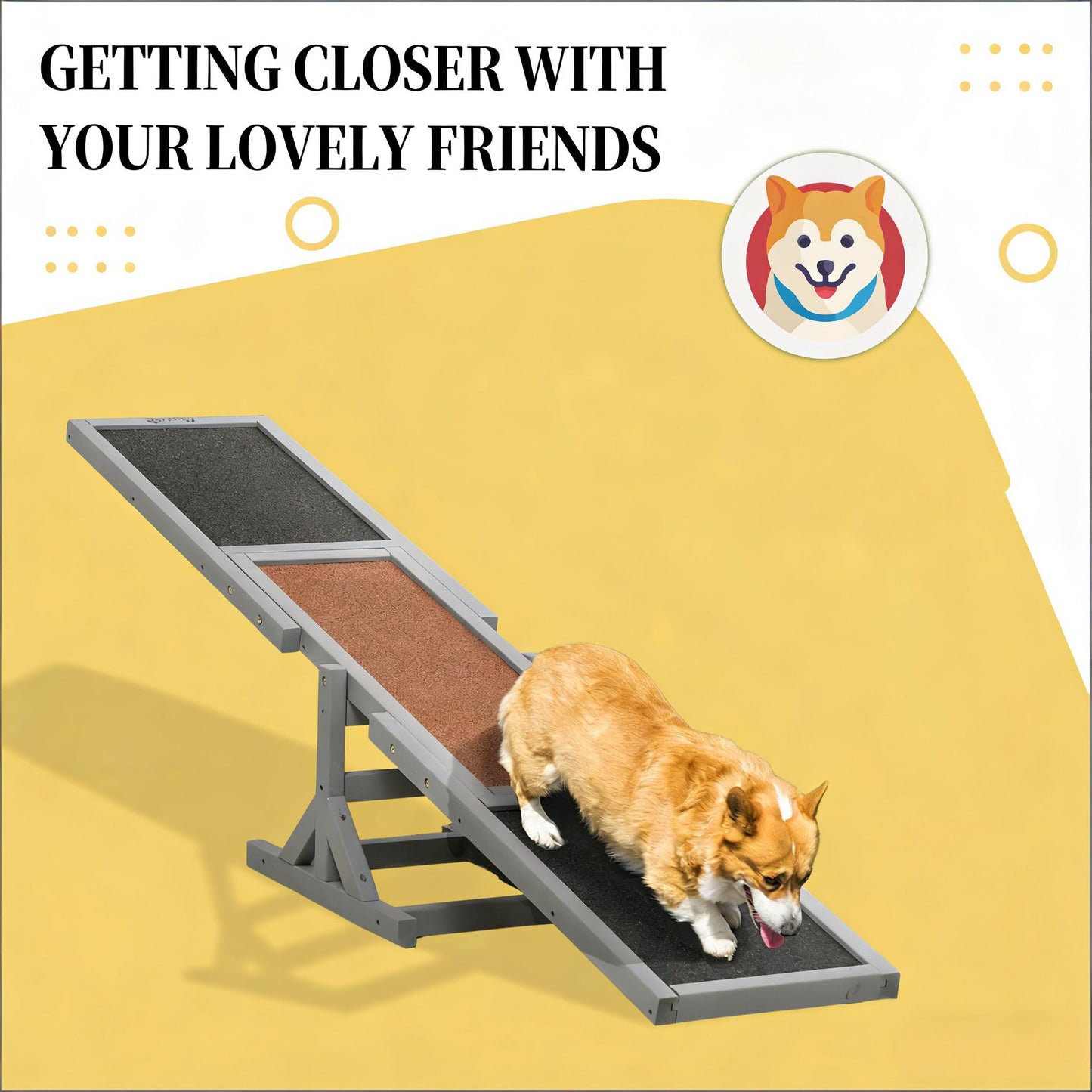 Wooden Dog Agility Seesaw for Outdoor Fun - Black & Brown