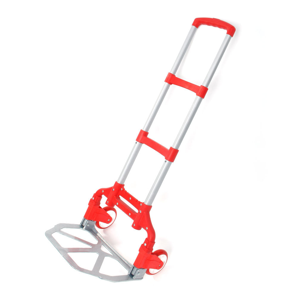 Foldable Aluminum Hand Truck with 165 lbs Capacity - Red Portable Trolley