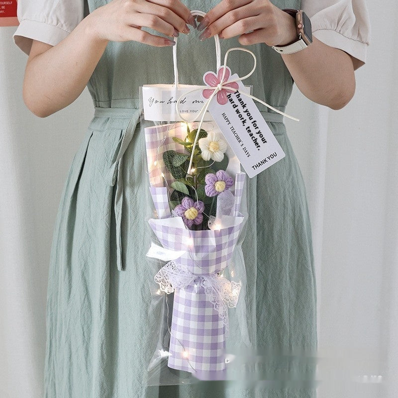 Artificial Knitted Flower Bouquet - Handcrafted Decorative Floral Arrangement