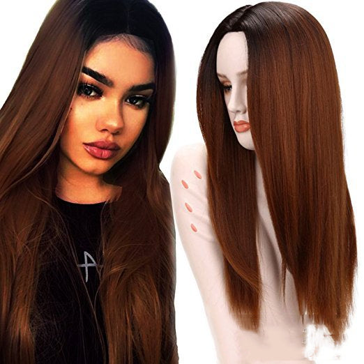 Long Straight Synthetic Wig - Heat Resistant Dyed Hair