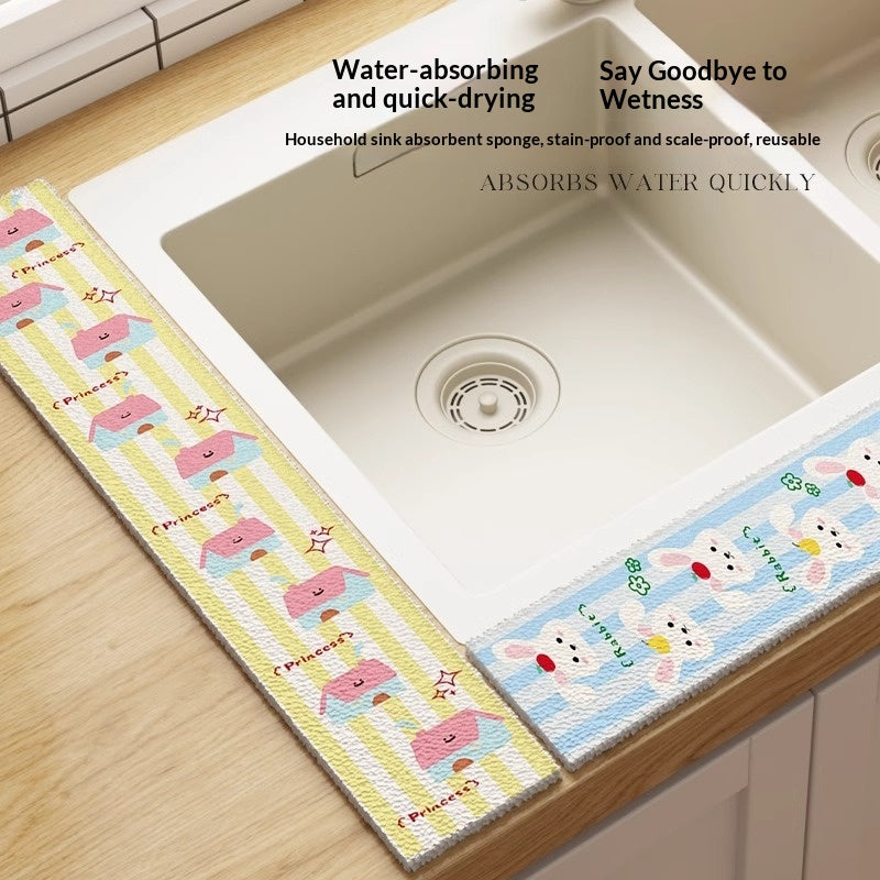 Absorbent Sink Mat for Kitchen Countertop Splash-Proof Washbasin - Multi Colors