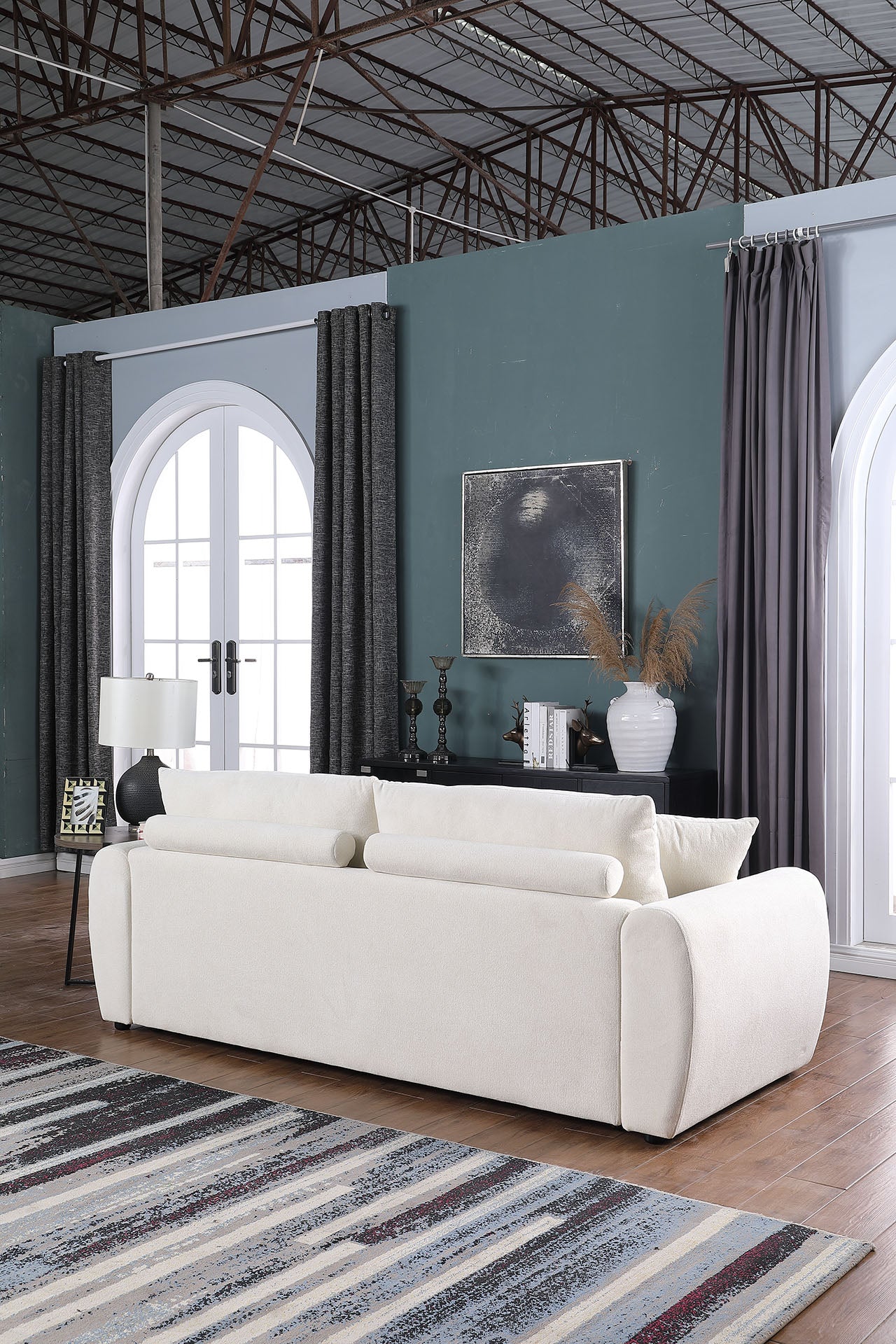 Beige Modern Minimalist 3-Seat Sofa - Comfortable Design