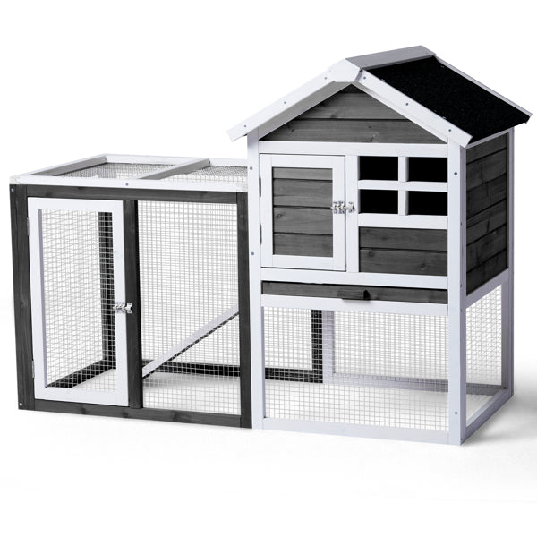 Animal Pet House with Ladder Gray Fir Wood Cage for Small Animals