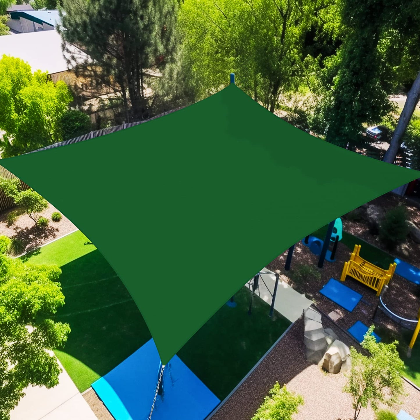 12x12ft Sunshade Sail UV Protection Waterproof Garden Shade Canvas Beige & Dark Green
