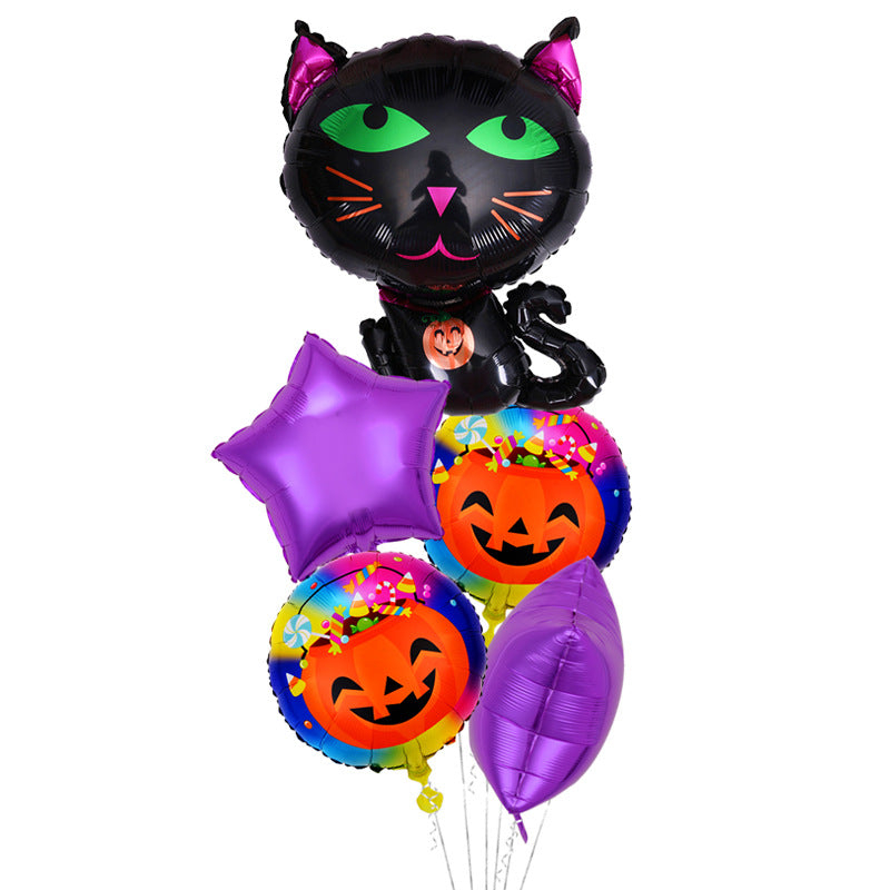 Halloween Themed Aluminum Film Balloons - 5-Piece Set for Parties & Decorations