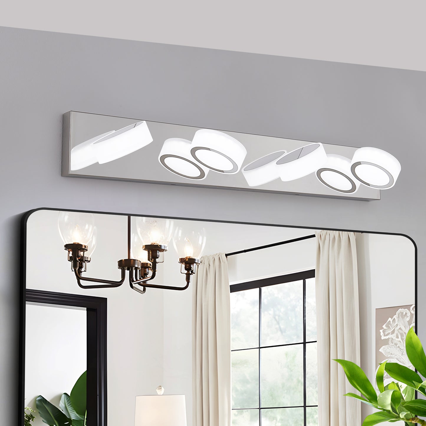 Modern 4-Light LED Vanity Light Fixture - Chrome Wall Lighting