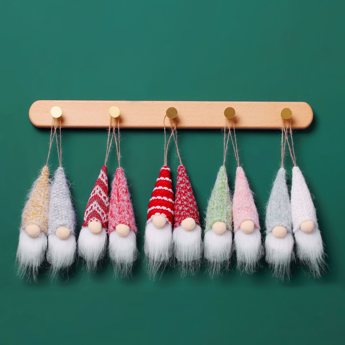 Christmas Wool Faceless Plush Doll Ornaments Set of 10 - Holiday Decor