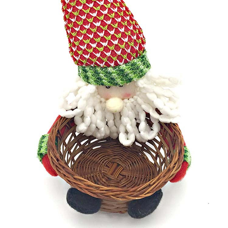 Christmas Decoration Storage Basket with Santa Snowman Elk Candy Holder