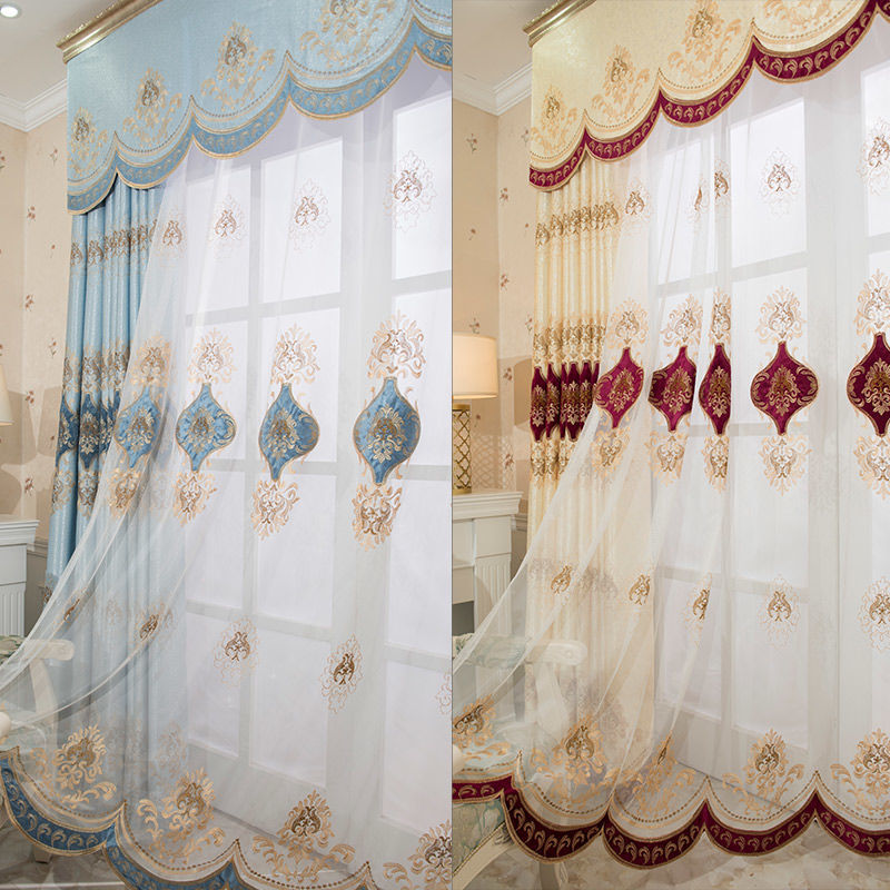 Velvet Rope Embroidered Curtain with Chinese Style Jacquard Fabric