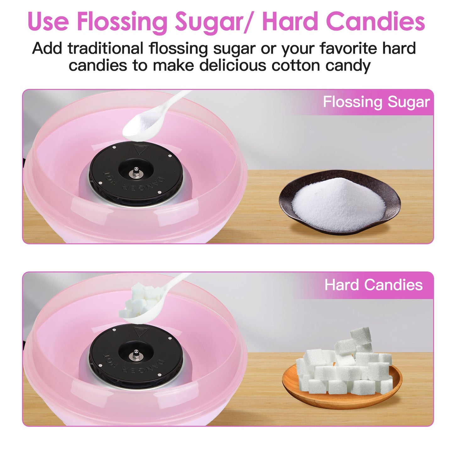 Pink Cotton Candy Maker Portable Electric Kitchen Appliance for Kids