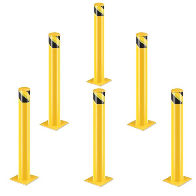 Steel Safety Bollard Post - Yellow Powder Coated Parking Barrier for High Traffic Areas