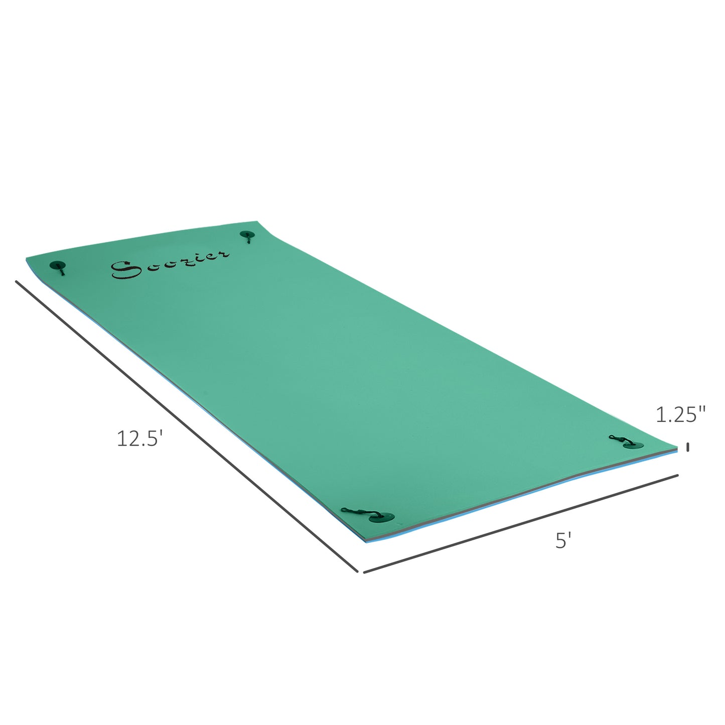 12' x 5' Floating Water Mat with Cup Holder for 2-3 People - Green
