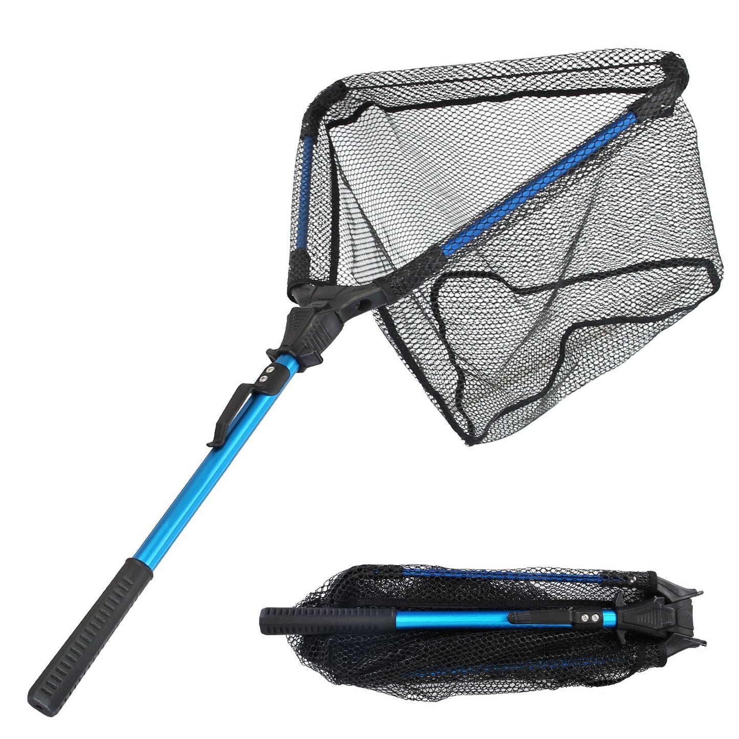 Foldable Fishing Net with Aluminum Alloy Handle - Black