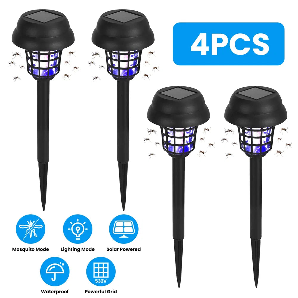 4 Pack Solar Mosquito Zapper Torch with UV & White Light