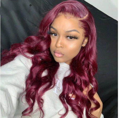 European American Burgundy Mid-Length Curly Hair - Heat Resistant & Dyable