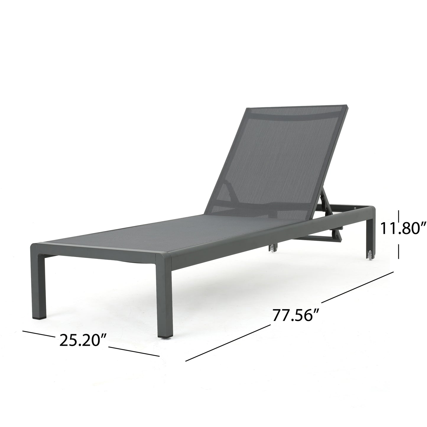 Cape Coral Gray Chaise Lounge - Outdoor Mesh Lounge Chair