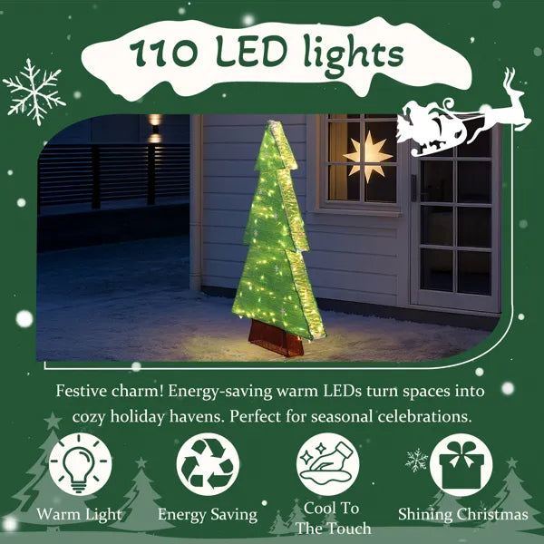 4FT Pre-Lit Christmas Tree with 110 Warm White LED Lights