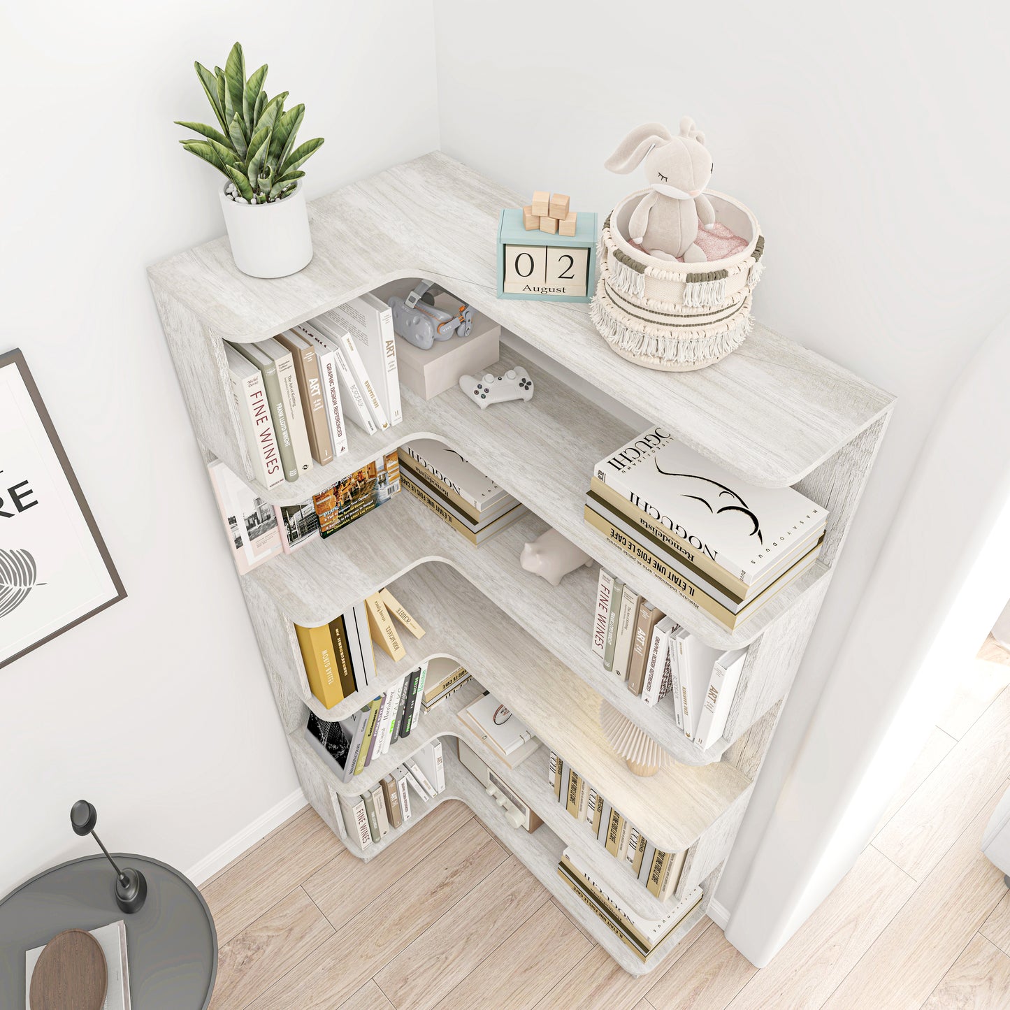 90cm 35.43 Extended Size 5-Tier Freestanding L-Shaped Corner