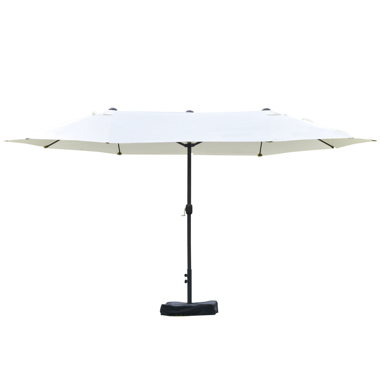 15' Double-Sided Patio Umbrella with Base - Beige