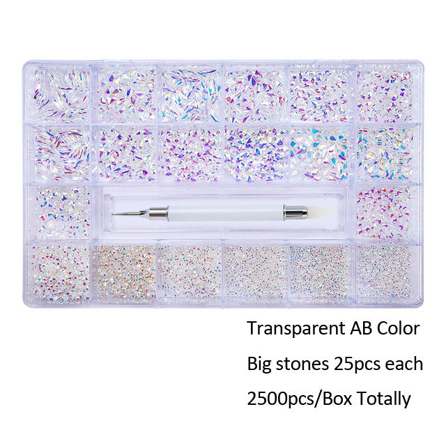 Nail Art Drill Kit with Glass Diamond Organizer Box