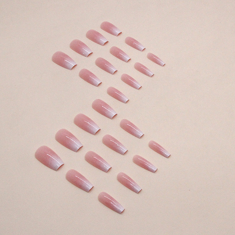 Mid-Length Ballet Nail Stickers - Girl Gradient Nail Art Decals Pink