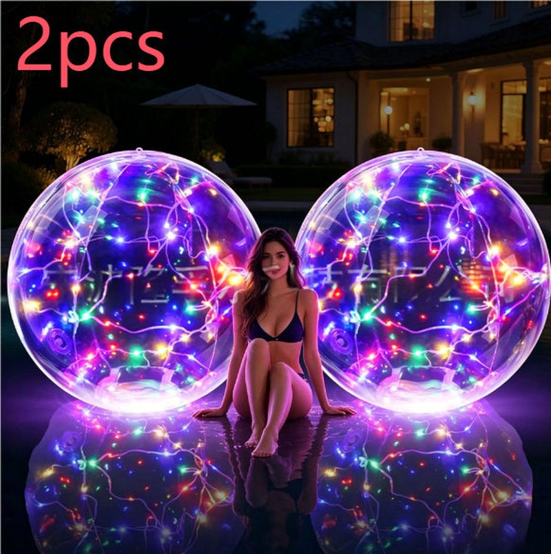 Solar-Powered Inflatable Pool Light Ball with Multi-Color & White Options