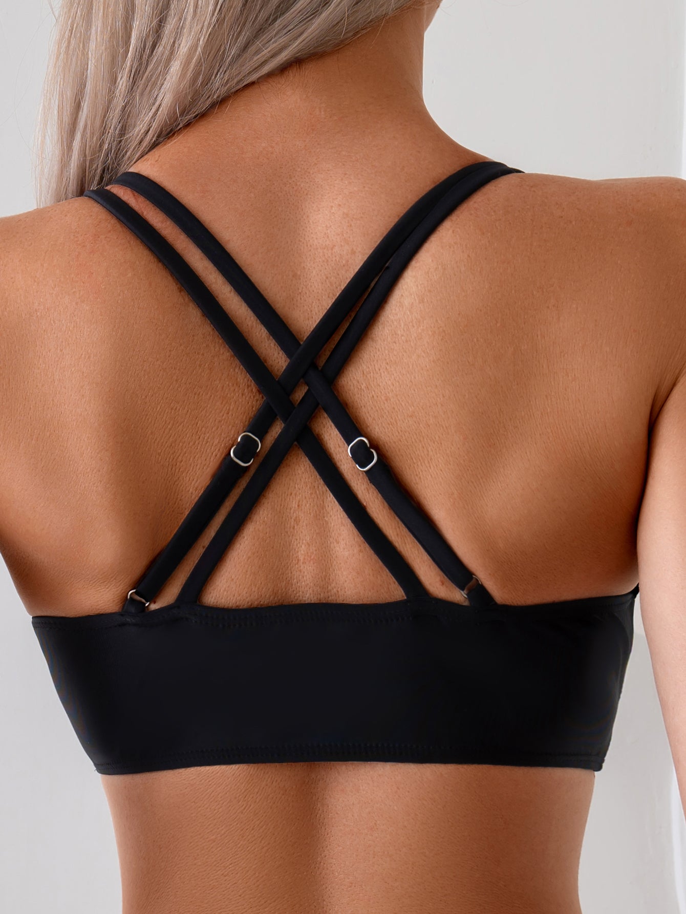 Women's Black Double Strap High Waist Bikini Set - 2 Piece Swimsuit