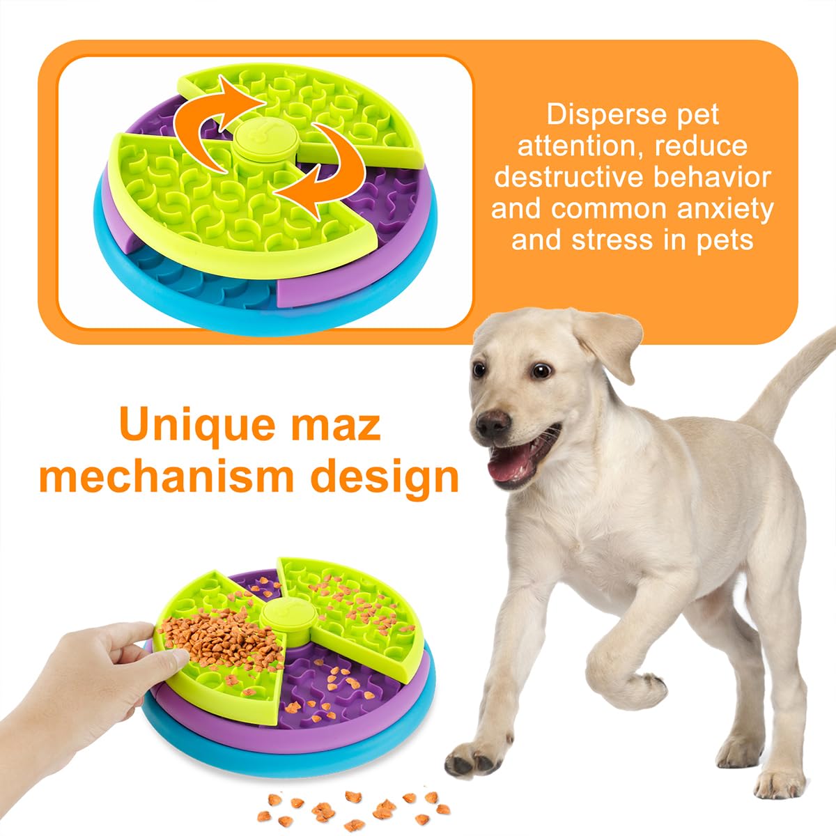 Pet Slow Feeder Bowl with Puzzle & Lick Mat for Medium & Large Dogs - Green