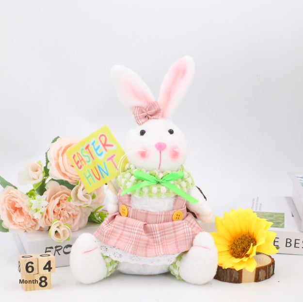 Easter Rabbit Decor Placard - Female Polyester Holiday Sign