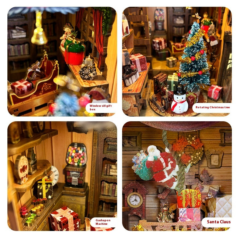 Christmas House Book Stand DIY Wooden Decoration Gift for Holiday Home