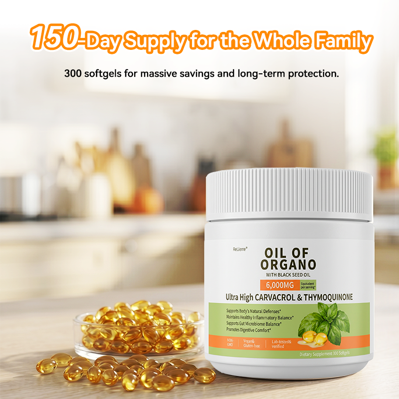Oregano Oil & Black Seed Oil Softgels - 6000mg Equivalent - 300 Capsules