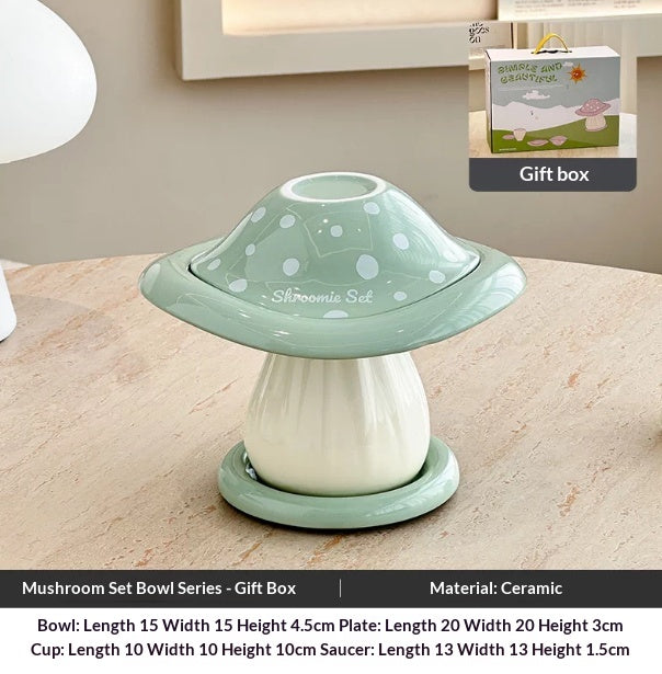 Large Capacity Mushroom Style Ceramic Bowl Set for Kitchen & Dining