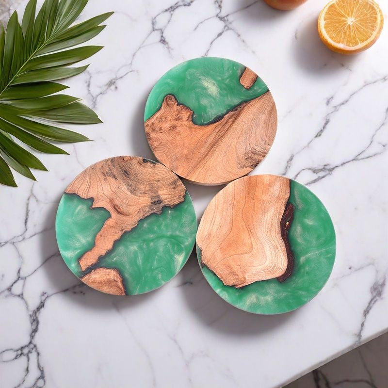 Heat Insulation Resin Coasters Set for Home & Kitchen - Round & Square Styles