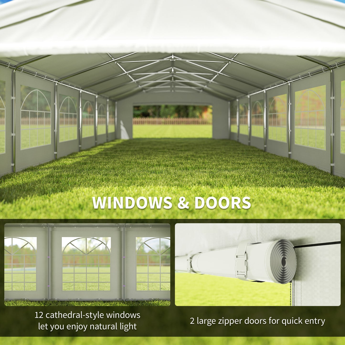 20' x 40' Large Wedding Tent with Removable Sidewalls - White